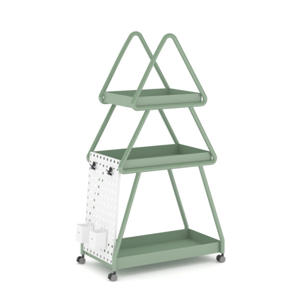 H00-739 Pine Wrought Iron Mobile Storage Rack