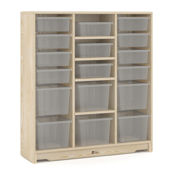 H04-067B Ash Noble 17-Compartment Storage Cabinet. Full Back Panel. Style B