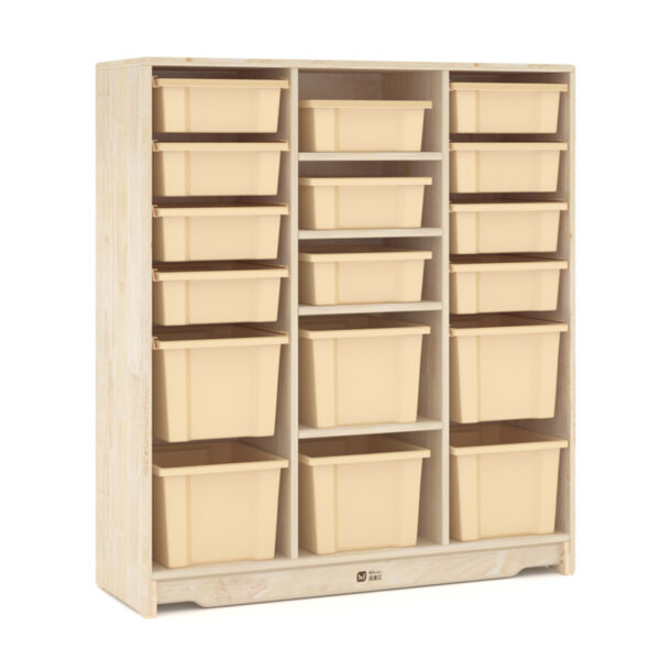 H05-089A Log 17-Compartment Storage Cabinet. Full Back Panel. Style A