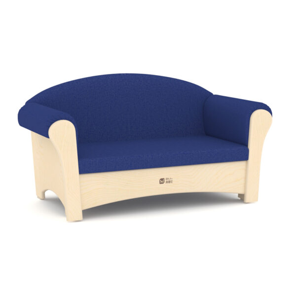 H11-002 Wooden Frame Double Fabric Sofa.Dark Blue