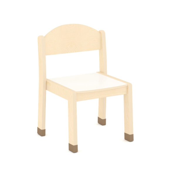 H22-001-27 Minimalist White Wood Chair.27cm.Stackable