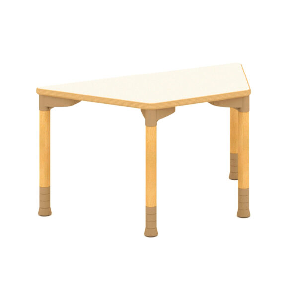 H22-005 Minimalist White Wood Trapezoidal Table. Adjustable