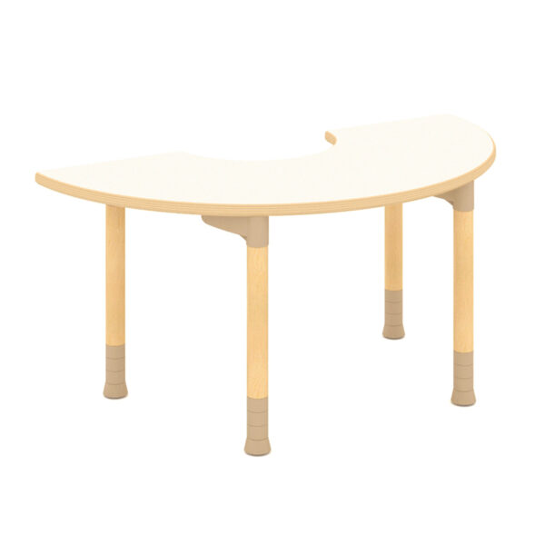 H22-006 Minimalist White Wood Moon Table. Adjustable