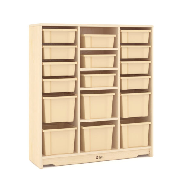 M01-042A Monteki 17-Compartment Storage Cabinet. Full Back Panel.